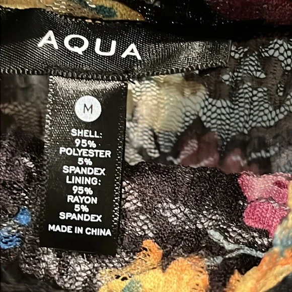 AQUA Puckered Lace Dress Floral/Mulit - Picture 6 of 14